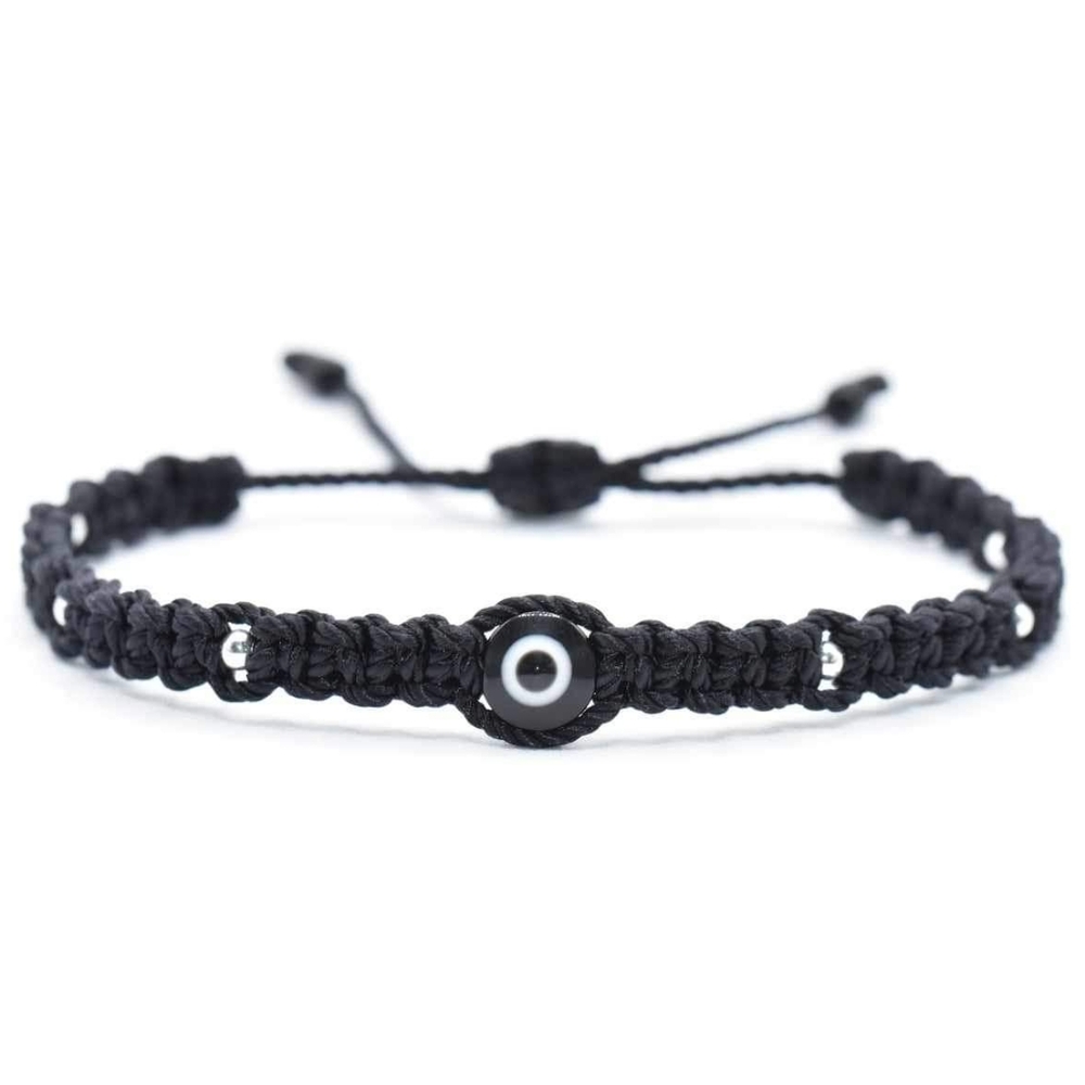 Evil eye bracelet, black string braided evil eye wristband, charm bracelets